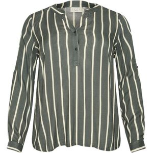 KAFFE - KC Sida - Blouse - Kaki / Wit - Wijde Pasvorm