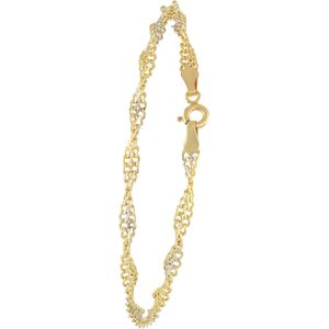 Lucardi Dames Bicolor Armband - 14 Karaat Goud - 19 cm