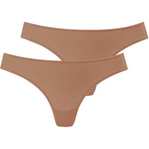 Lascana - String - Caramel - Microvezel - Set van 2