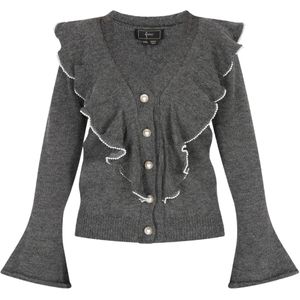 faina Gebreid vest  donkergrijs / wit