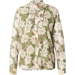 MORE & MORE Blouse  bruin / lichtgroen / oudroze / wit