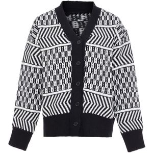 FENIA Gebreid vest  zwart / wit