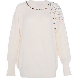 faina Trui  blauw / knalrood / wolwit