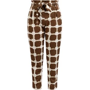 faina Bandplooibroek  kastanjebruin / wit