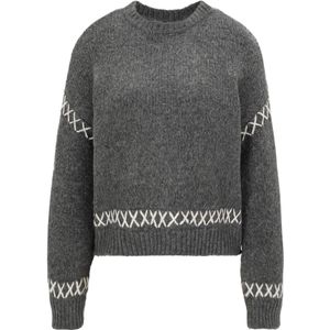 Only Petite Trui 'ONLAMANDA'  donkergrijs / wit