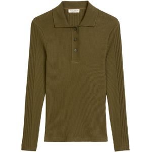 Marc O'Polo - Slim Fit Shirt - Effen - Lange Mouwen - Geribd Katoen