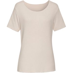 LASCANA - Trui - Sand/Zilver - Knitwear - Ronde Hals, Glitterend, Kwartmouw