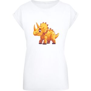 F4NT4STIC Shirt 'Süßer Triceratops Dinosaurier'  oranje / wit