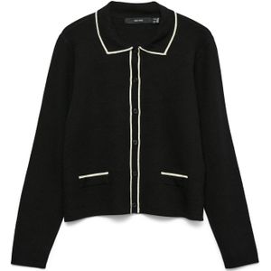 VERO MODA Gebreid vest 'VMGOLD'  crème / zwart