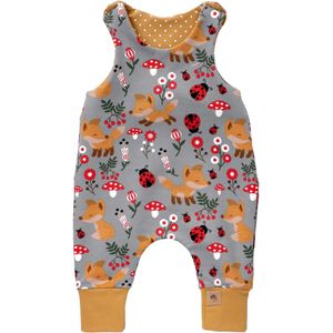Land-Juwelen Rompertje/body 'Waldtiere'  safraan / donkergrijs / rood / wit