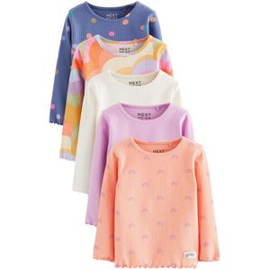 Next - Shirt - Blauw - Lila - Gemengde Kleuren - Oranje - 5 Pack - Lange Mouw