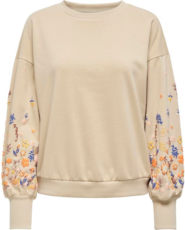 ONLY Sweatshirt 'ONLBrooke'  lichtbeige / navy / bruin / oranje