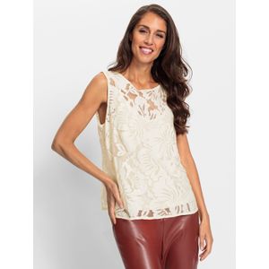 Blousetops - Champagne - Katoen/Polyamide/Elastaan - Mouwloos