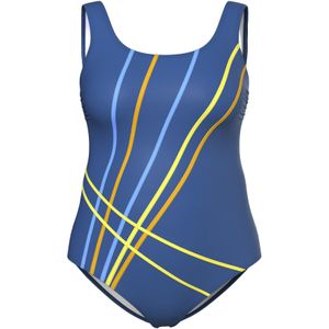 Ulla Popken Badpak  royal blue/koningsblauw / hemelsblauw / donkergeel / oranje