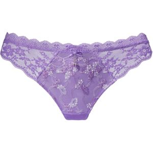 Lascana - String - Paars - Edele Geborduurde Kant en Jacquard Kantinzetten