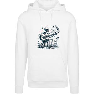 F4NT4STIC Sweatshirt 'Skelett spielt Gitarre, Musik, Liebe'  donkergroen / rosa / wit