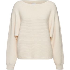 Gebreide Trui - Crème - Ronde Hals - Lange Mouwen - Vleermuismouwen