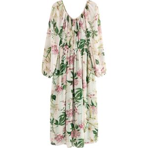 Next Jurk  smaragd / pastelgroen / eosine / pastelroze