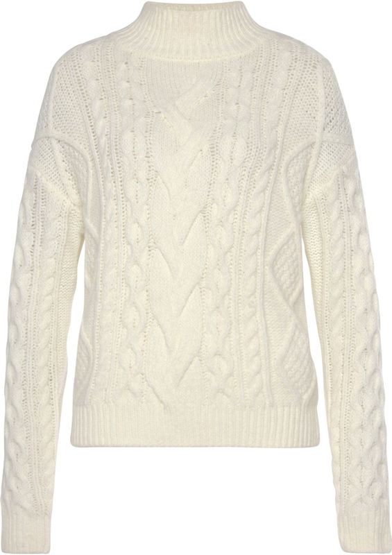 Buffalo - Trui - Crème - Met Staande Kraag - Kabelpatroon - Wintertrui