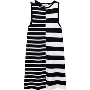 MANGO Gebreide jurk 'ZUNGA'  donkerblauw / wit