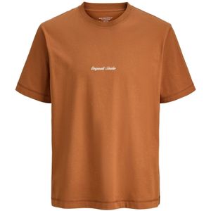 JACK & JONES Shirt 'JORNorrebro'  cognac / wit