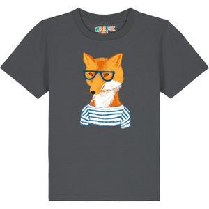 watabout.kids Shirt 'Fuchs'  blauw / antraciet / oranje / wit