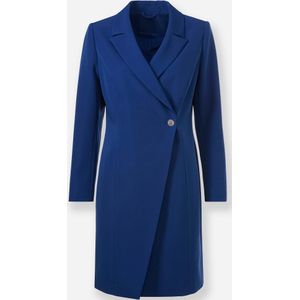 Kokerjurk - Royalblauw - Glitterdetails - Knoopsluiting - Lange Mouwen