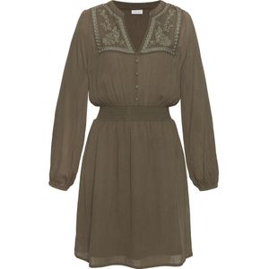 Buffalo - Zomerjurk - Kaki - Lange Mouwen - V-hals