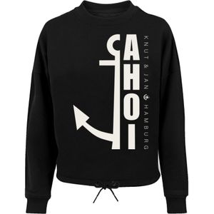 F4NT4STIC Sweatshirt 'Ahoi Anker Crop Knut & Jan Hamburg'  zwart / wit