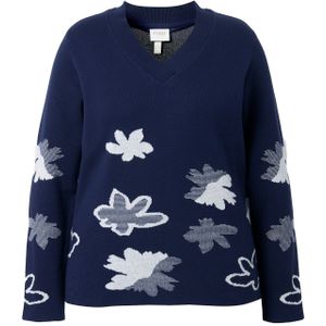 Ulla Popken Trui  marine / grijs / wit