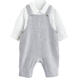 Next Set - Grijs/Wit - Katoenen Set - 2-delig - Lange Mouw - Maxi Lengte