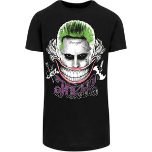 F4NT4STIC Shirt 'Suicide Squad Joker Coloured Smile'  grijs / appel / lila / zwart