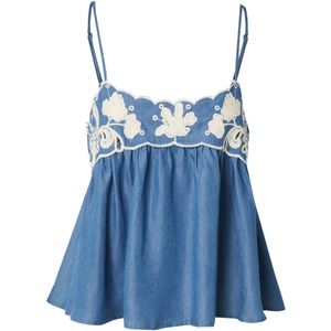 OBJECT Top 'OBJElla'  blauw denim / wit