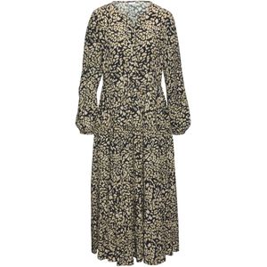 Lascana - Maxi-jurk - Navy leo - Lange Mouwen - V-hals