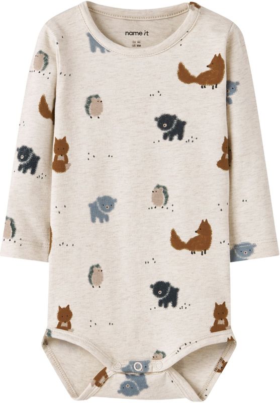 NAME IT Rompertje/body 'NBMSOUL'  opaal / bruin / greige / zwart