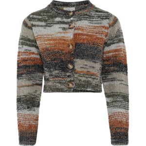 Tanuna Gebreid vest  grijs / olijfgroen / oranje / zwart