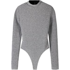 Bershka - Shirt Body - Zilver - Aansluitende Pasvorm - Lange Mouw