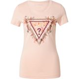 Guess - Dames-T-shirt - Lichtblauw - Triangle Flowers