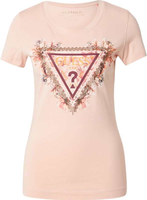 Guess - Dames-T-shirt - Lichtblauw - Triangle Flowers