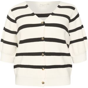 KAFFE CURVE Gebreid vest 'Mela'  beige / zwart