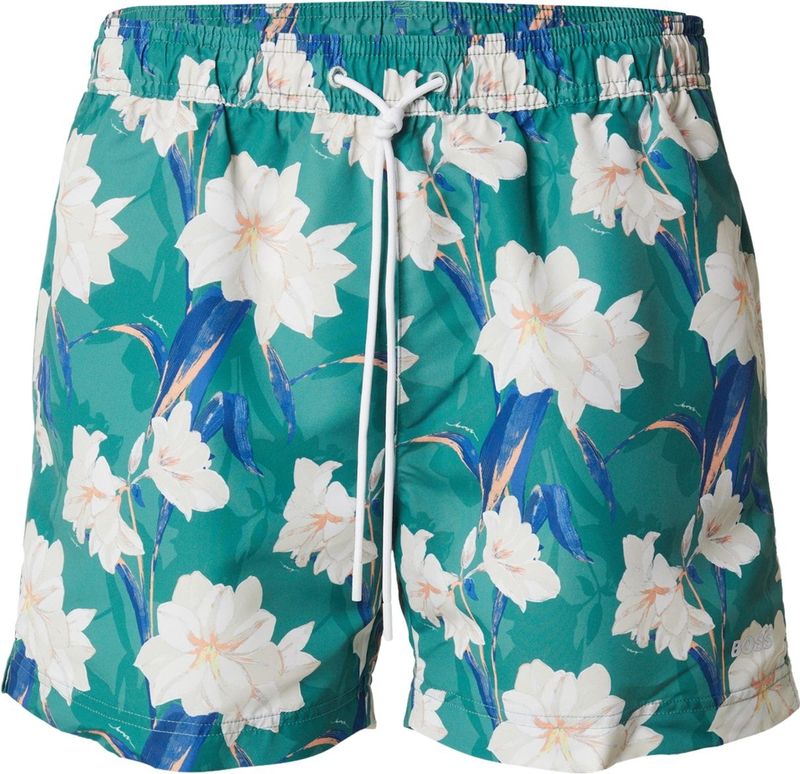 BOSS Zwemshorts 'Iris'  donkerblauw / geel / groen / wit
