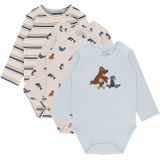 Hust & Claire Rompertje/body 'Bertram Skater'  ecru / beige gemêleerd / lichtblauw / bruin