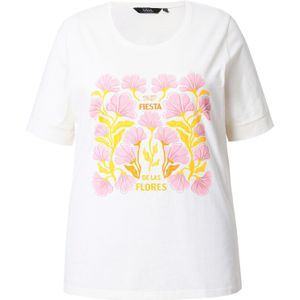 Ulla Popken Shirt  geel / rosa / offwhite