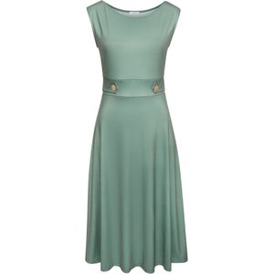 Sage Green - Jurk - Met Decoratieve Gespen - Strijkvrij - Mouwloos