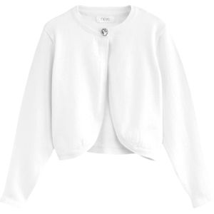 Next - Gebreid Vest - Wit - Knoopsluiting - Lange Mouw