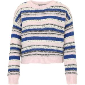 Vero Moda Petite Trui 'VMLENORA'  donkerblauw / rosa / zwart / wit