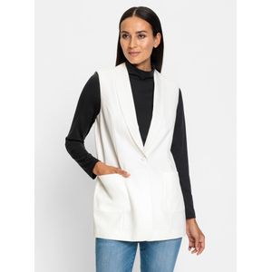 Sweatvest - Ecru - 94% Polyester, 6% Elastaan - Mouwloos, Sjaalkraag