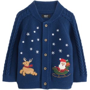 Next Gebreid vest 'Christmas'  navy / donkergroen / rood / wit