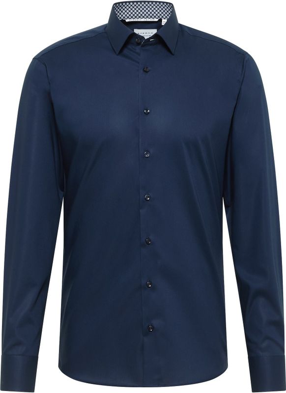 Eterna - Overhemd - Navy - Slim Fit - NON IRON (strijkvrij)