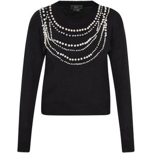 faina Trui  zwart / zilver / parelwit